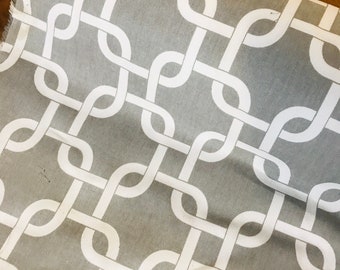 Gray Geometric Cotton Fabric by the Yard