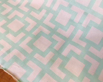 Turquoise Geometric Cotton Fabric by the Yard