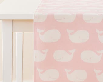 Pink Whale Cotton Tablecloth - Custom Size