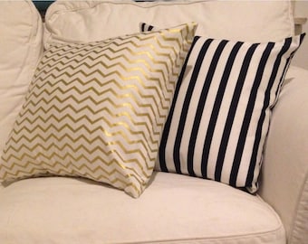 Navy Stripe Throw Pillow Cover