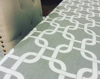 Grey Geometric Tablecloth: Custom Size Cotton Table Cover