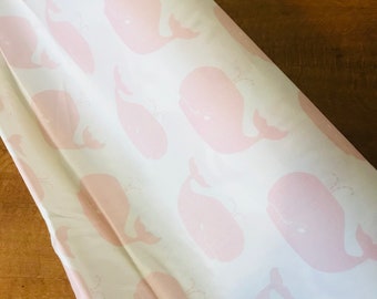 Pink Whale Cotton Twill Fabric by the Yard