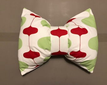 Christmas Baubles Bow Throw Pillow with Pillow Insert