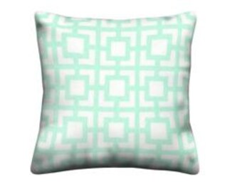 Mint Geometric Throw Pillow Cover