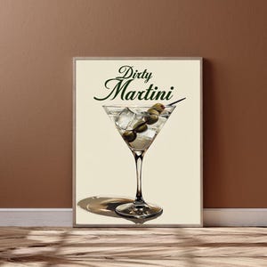 Dirty Martini Wall Art | Cocktail Art Print | Dirty Martini Printable Art | Cocktail Themed | Martini Lovers | Bar Cart Art Printable