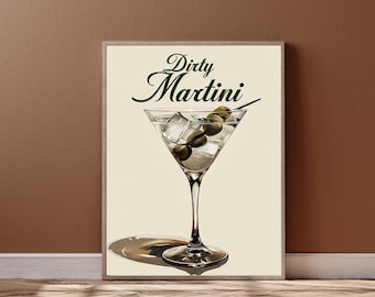 Impression d'art Dirty Martini : décoration de chariot de bar à cocktails (téléchargement numérique)