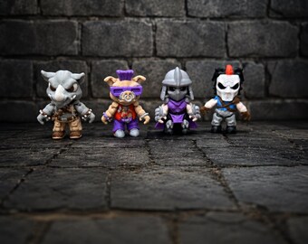 Teenage Mutant Ninja Turtle Inspired SET #2 3D Printed Set of Articulated Mini Fidget Toys