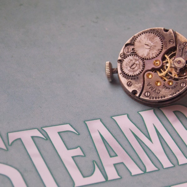 Men's Tie Tack Steampunk Accessory Vintage Watch Movement Gears Clockworks Jacket Pin
