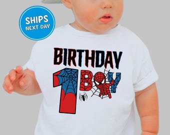 Camiseta personalizada de cumpleaños con temática de araña para niño. Camiseta de cumpleaños con temática de araña para niño. Regalo personalizado de superhéroe para él. Camiseta para fiesta de cumpleaños.