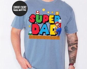 Camiseta Super Dad Comfort Colors® Camiseta unisex sin mangas para papá Camiseta para papá Camiseta para papi Camiseta del Día del Padre Regalo para papá Camiseta de Super Mario Camiseta para papá