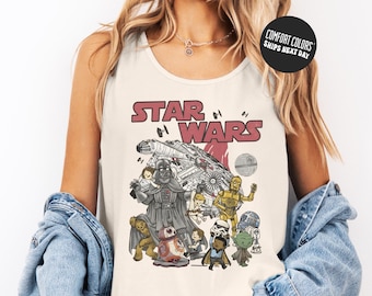 Retro Disney Star Wars Jersey Tank Top Comfort Colors Mandolarian Tee Disney World Shirts Disney Family Tee Vintage Shirt Unisex