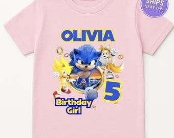 Camiseta de cumpleaños personalizada para niña, camiseta de cumpleaños de héroe azul para niña, sudadera de cumpleaños personalizada de manga larga con nombre de edad personalizada, camiseta para niños