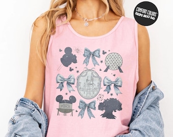 Retro Disney Hollywood Studios Blue Coquette Comfort Colors Tank Top Disney Epcot World Tour Tee Disney Family Trip Disney Vacation Shirt