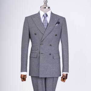 Gray Slim Fit Stylish Double Breast Two Piece Gray Mens Suit for Wedding, Engagement, Prom, Groom wear and Groomsmen Suits, Gray Suit