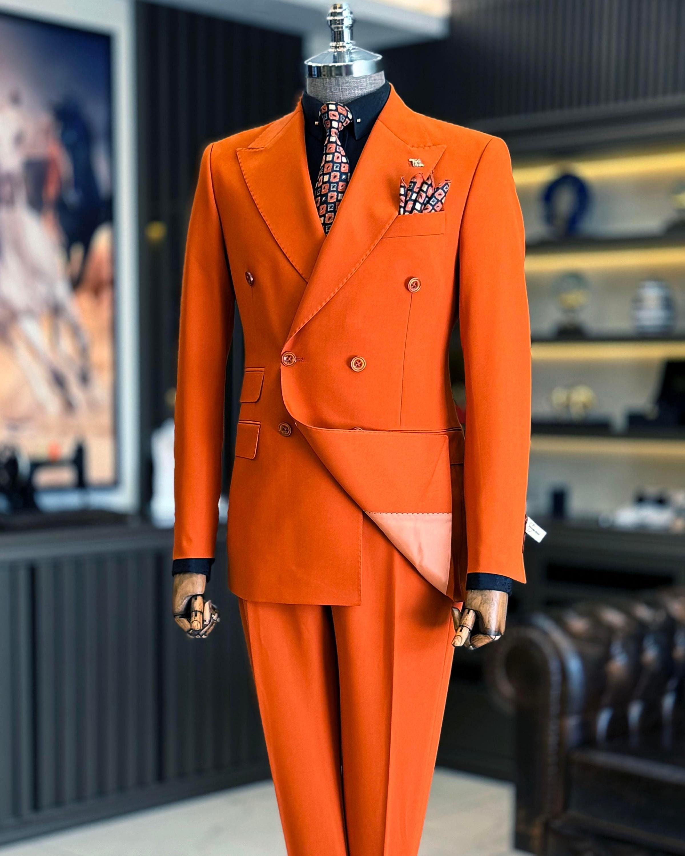 スーツ VINTAGE 80s Double breasted suit orange il_fullxfull.6339864443_93oj.jpg