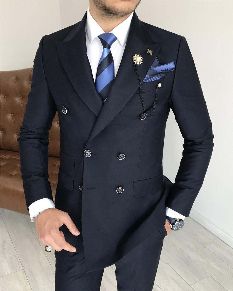 Two Button Ultra Slim Fit Prom Suit / Wedding Suit In Steel Blue - Dusty Blue Suit
