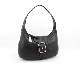 Vintage, Coach Soho Hobo Black Leather Shoulder Bag, F05D
