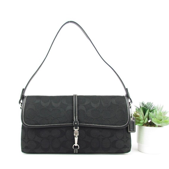 バッグ COACH Y2K Black Leather Baguette Bag Vintage Black Y2K Coach Shoulder Baguette Bag – Eclectic