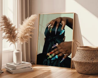 Black Woman Art, Hair Art, Beauty Art Print, Modern Black Art, Female Art, Home Decor Art, Digital Download