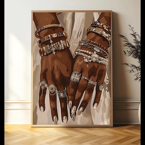 Black Woman Art Print, Fashion Print, Feminine Poster, Digital Download, African Woman art, Afrocentric Wall Art, Urban Art, Cultural Art