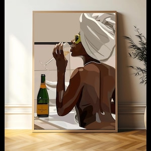 Schwarze Frau Kunst, afroamerikanische Kunst, schwarzes Mädchen Wanddekor, Grill Kunst, Badewanne Kunst, Afrocentric Kunst, schwarze weibliche Kunst, Lifestyle Dekor