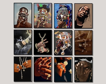 Conjunto de 12 Arte de Homem Negro, Arte Afro-Americana, Arte de Chefe Negro, Arte de Parede Masculina, Arte de Pessoas Negras, Arte de Menino Negro, Arte de Família Negra