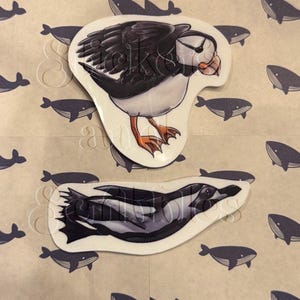 Ensemble d'autocollants macareux et pingouin