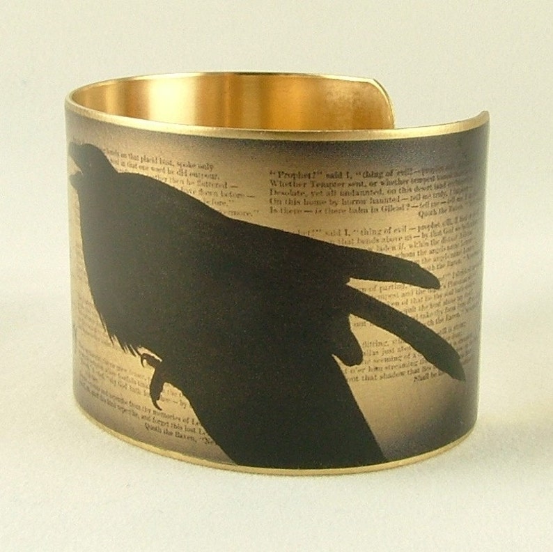 The Raven Edgar Allan Poe Quote Brass Cuff Bracelet Poetry Bracelet Gothic Jewellery image 5