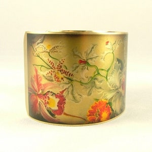 Orchid Jewelry Floral Orchidaceae Brass Cuff Bracelet image 4