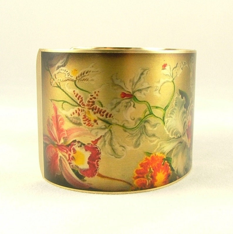 Orchid Jewelry Floral Orchidaceae Brass Cuff Bracelet image 4