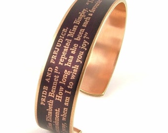 Jane Austen - Pride and Prejudice Cuff Bracelet - Book Jewelry - Lady's Imagination Skinny Bracelet