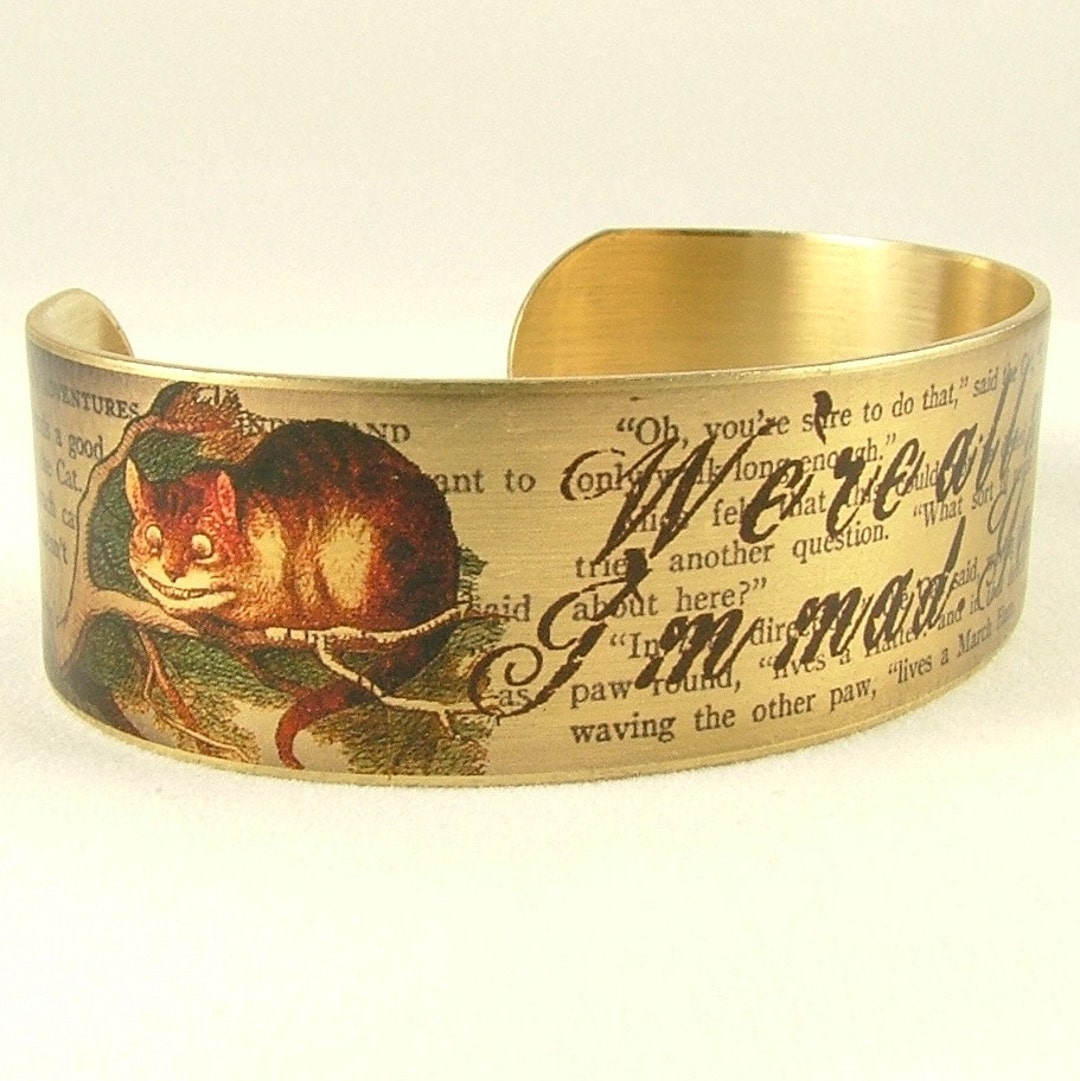Cheshire Cat Cuff Bracelet Alice in Wonderland Literary Jewelry