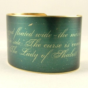 Bracelet manchette La Dame de Shalott en laiton Alfred Tennyson image 1