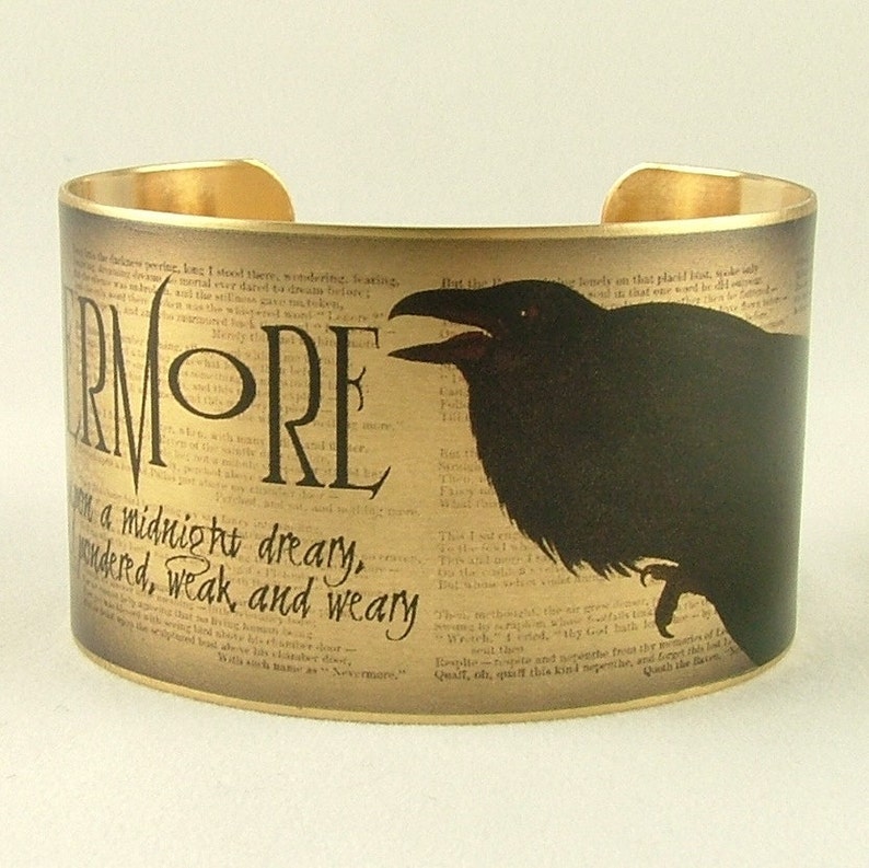 The Raven Edgar Allan Poe Quote Brass Cuff Bracelet Poetry Bracelet Gothic Jewellery image 4