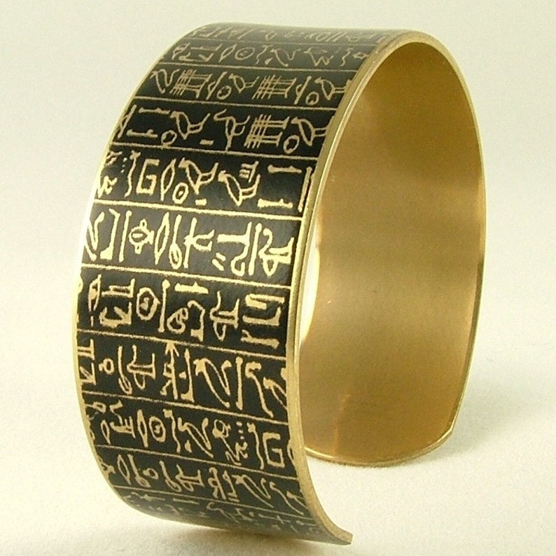 Ancient Egyptian Hieroglyphs Book of the Dead Jewelry Egypt Cuff Bracelet Hieroglyphic Jewelry Anniversary Gift For Wife image 4