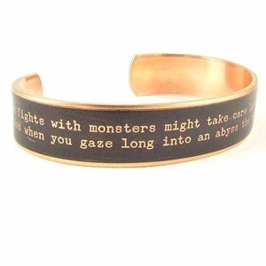 Existential Crisis Nietzsche Quote Cuff Bracelet - German Literary Philosophy - Gifts For Him or Her