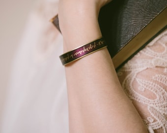 Oscar Wilde Quote Cuff Bracelet - Best Friend Gift - Overdressed or Overeducated - Literary Gift For Book Lover