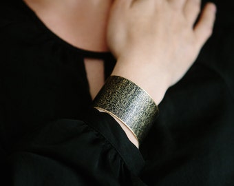 Book of the Dead Brass Cuff Bracelet - Hieroglyphic Egyptian Jewelry - Ancient Egypt Hieroglyph - Gift for Her - Egyptologist Gift