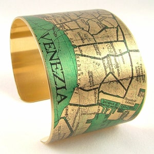 Venice Italy Street Map Cuff Bracelet Venetian Canals Bridges Cartography Map Jewelry Anniversary Gifts For Wife image 2