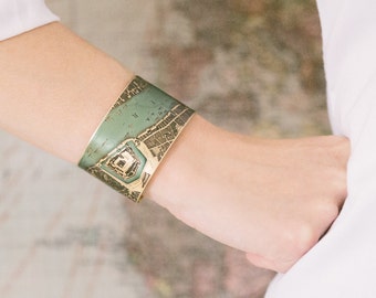 London Karte Manschettenarmband - Vintage Elisabethanische Straßenkarte - Tower of London - Geeky Geschenk - Kartographie - Kartengeschenk