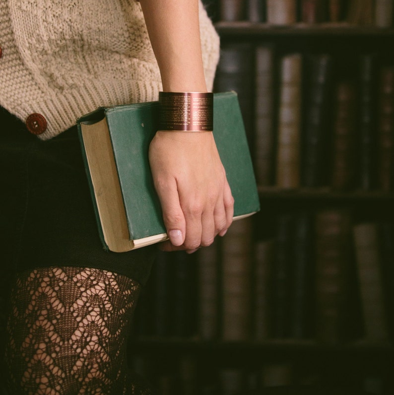 Charlotte Bronte Chapter Novel Jane Eyre Quote Literary Book Cuff Bracelet Gifts For Her Librarian Teacher Bookish Gifts image 2