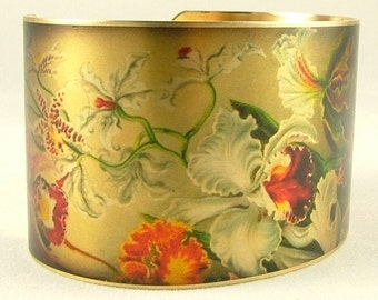 Orchid Jewelry Floral Orchidaceae Brass Cuff Bracelet