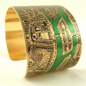 Vintage Paris Street Map Cuff Bracelet French Cartography Map Jewelry Travel Anniversary Gift Parisian Gift Idea Her image 4