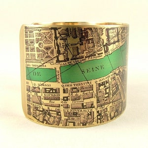 Vintage Paris Street Map Cuff Bracelet French Cartography Map Jewelry Travel Anniversary Gift Parisian Gift Idea Her image 5