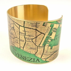 Venice Italy Street Map Cuff Bracelet Venetian Canals Bridges Cartography Map Jewelry Anniversary Gifts For Wife image 4