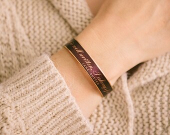 Jane Austen Gifts - Bracelet manchette citation littéraire - Cadeau livresque - Cadeau pour lecteur écrivain