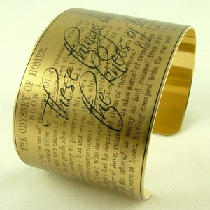 Homer's The Odyssey - Ancient Greek Poetry - Literary Brass Cuff Bracelet