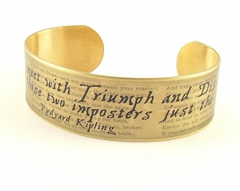 Inspirational Bracelet - Rudyard Kipling If - Literary Quote Cuff Bracelet - Book Gift - Poem Gift - Best Friend Bracelet - Literary Gifts