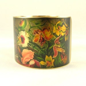 Orchid Jewelry Floral Orchidaceae Brass Cuff Bracelet image 5