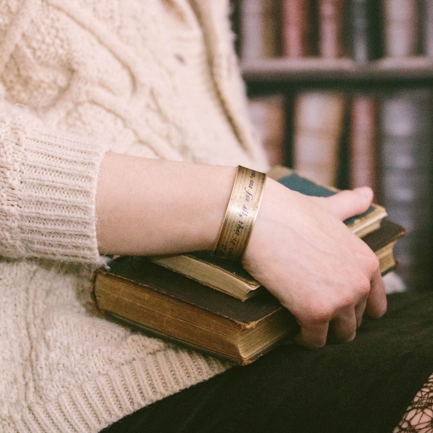 The Three Musketeers Literary Quote Cuff Bracelet - Best Friend Bracelet - Books Gift - French Literature - Bibliophile